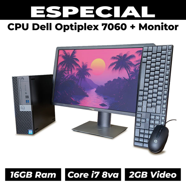 ESPECIAL CPU Dell 7060 Core I7 8va 16gb Ram 2GB AMD + Monitor